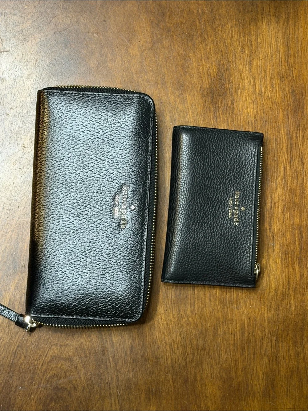 kate spade Black Pebbled Leather Shoulder Tote with Wallet and Card Pouch